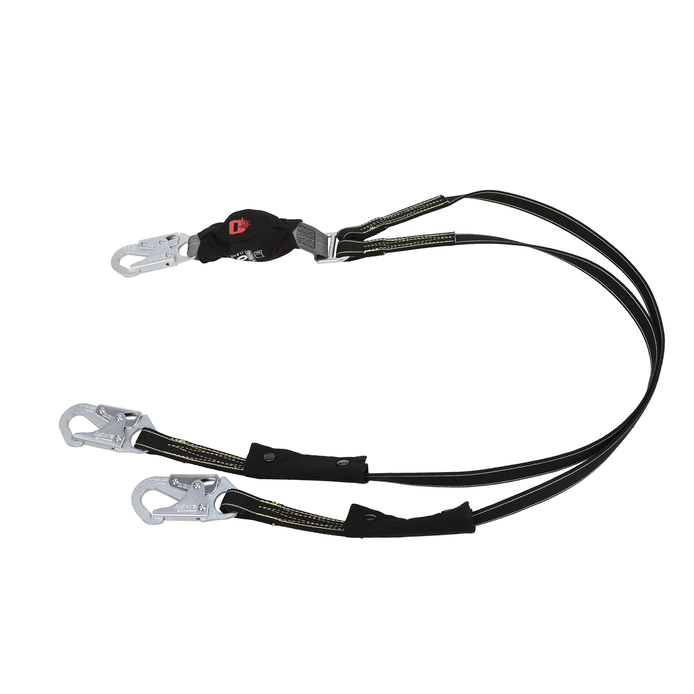 V-Series High Heat, Web, Twin Leg Fixed Energy Absorbing Lanyard, 6', 36C Small Snaphooks